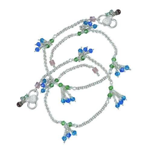 Gorgeous ! Multi Colour Glass 925 Sterling Silver Anklets