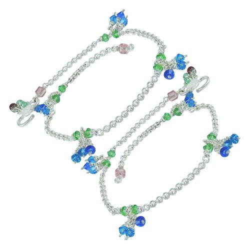 Modern Style ! Multi Colour Glass 925 Sterling Silver Anklets