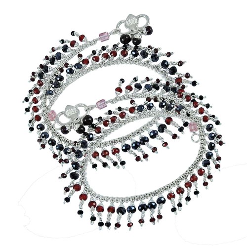 Special Moment ! Multi Colour Glass 925 Sterling Silver Anklets