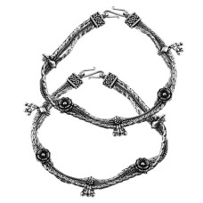 Daily Wear Solid 925 Sterling Silver Anklet Traditional Jewelry