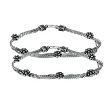 Trendy Solid 925 Sterling Silver Anklet Tribal Jewelry