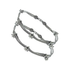 Pretty Solid 925 Sterling Silver Anklet Handmade Jewelry
