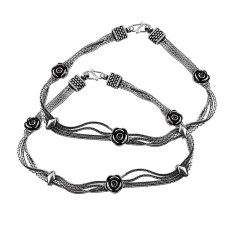 Lovely Solid 925 Sterling Silver Anklet Ethnic Jewelry
