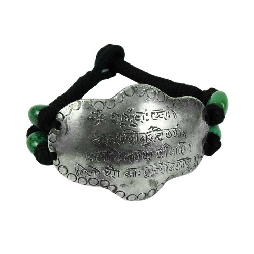925 Sterling Silver Turquoise Gemstone Armlet Traditional Gayatri Mantra Armlet