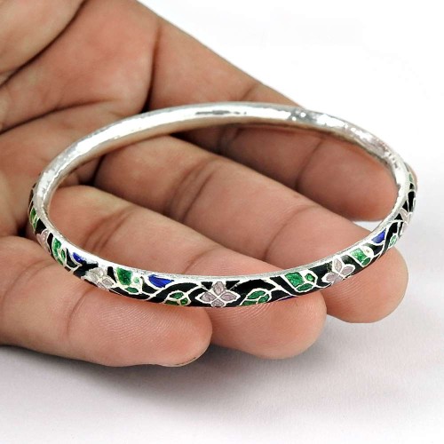 925 Sterling Silver Jewellery Well-Favoured Inlay Bangle
