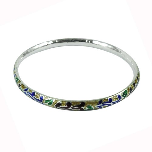 925 Sterling Silver Jewellery Engaging Inlay Bangle