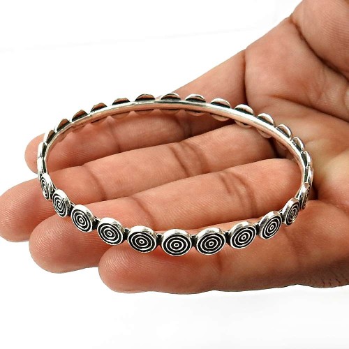 HANDMADE Indian Jewelry 925 Solid Sterling Silver Bangle Q1