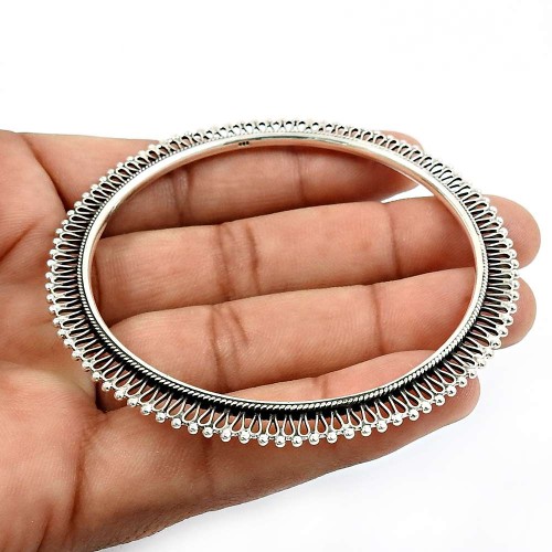 HANDMADE Indian Jewelry 925 Solid Sterling Silver Bangle A1