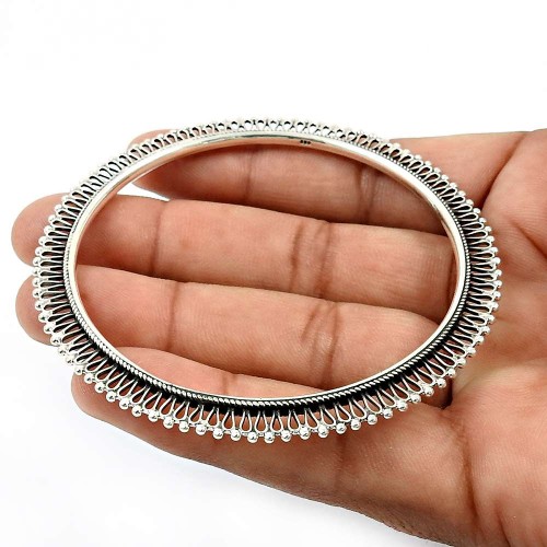 HANDMADE Indian Jewelry 925 Solid Sterling Silver Bangle B1