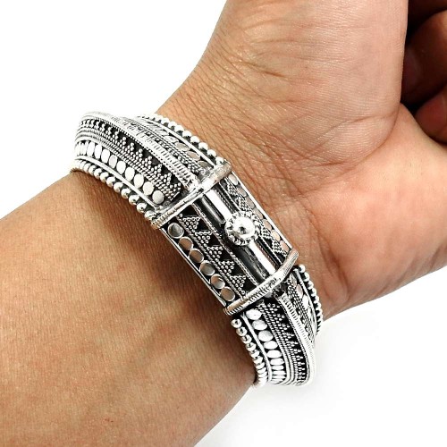 Artisan Bangle 925 Solid Sterling Silver HANDMADE Indian Jewelry F1