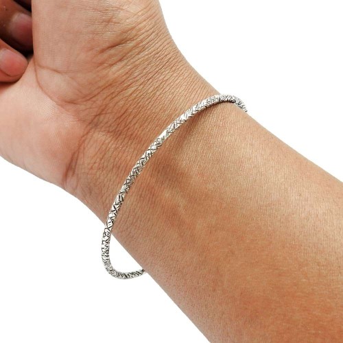 HANDMADE 925 Solid Sterling Silver Jewelry Bangle T20
