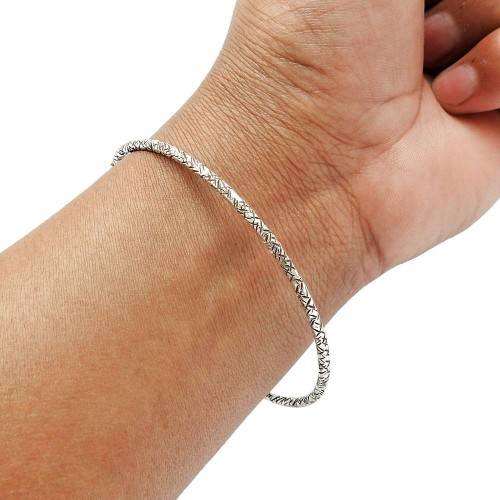 HANDMADE 925 Solid Sterling Silver Jewelry Bangle Y20