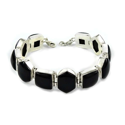 Designer Black Onyx Gemstone Sterling Silver Bracelet 925 Sterling Silver Indian Jewellery