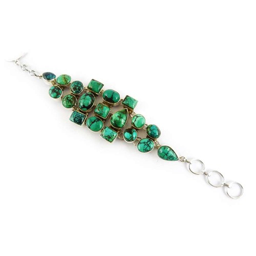Natural Tibetan Turquoise 925 Sterling Silver Jewelry Bracelet
