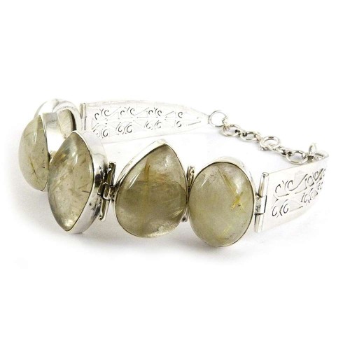 Gorgeous!! 925 Silver Golden Rutile Bracelet