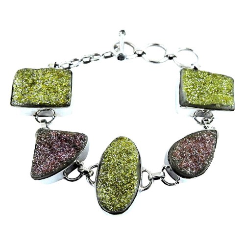 Awesome Style Of !! Druzy 925 Sterling Silver Bracelet