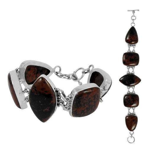 Passionate Love Mahaguni Jasper Gemstone Sterling Silver Bracelet Jewelry