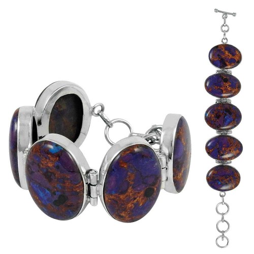Lavender Dreams Purpal Copper Turquoise Gemstone Sterling Silver Bracelet Jewelry