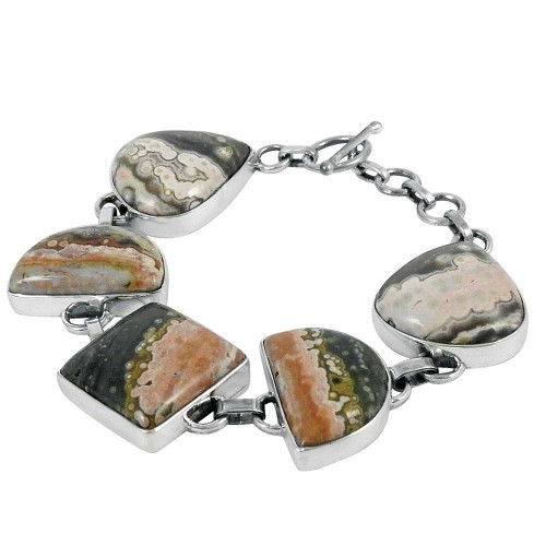 lovable Ocean Jasper Gemstone Sterling Silver Bracelet Jewelry