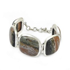 Great Creation Ocean Jasper Gemstone Sterling Silver Bracelet Jewelry