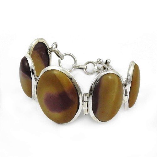 Big Amazing Mookaite Gemstone Sterling Silver Bracelet Jewelry