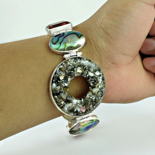 Beautiful!! 925 Sterling Silver Multi Stone Bracelet