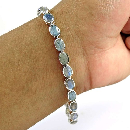 Fabulous 925 Sterling Silver Labradorite Gemstone Bracelet