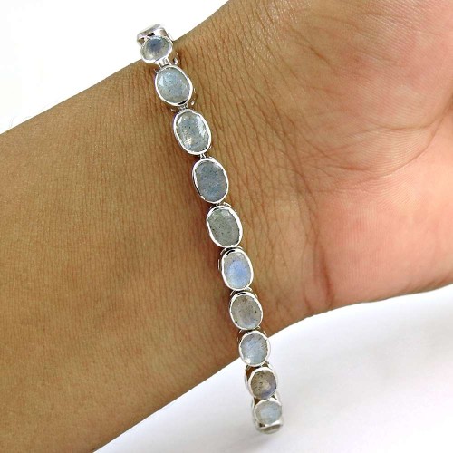 Quality Work 925 Sterling Silver Labradorite Gemstone Bracelet