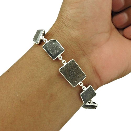 Black Sunstone Bracelet 925 Sterling Silver Stylish Jewelry BR61