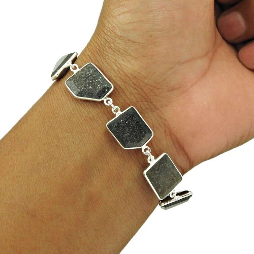 Black Sunstone Bracelet 925 Sterling Silver Stylish Jewelry BR54