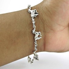 Indian HANDMADE Jewelry 925 Solid Sterling Silver Horse Charm Bracelet Z37