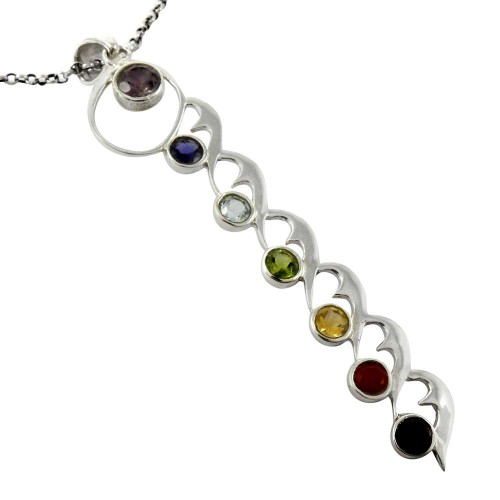 Antique Look !! 925 Sterling Silver Chakra Pendant