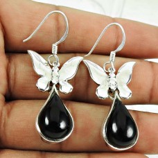 Charming Black Onyx Gemstone Earrings 925 Silver Jewellery