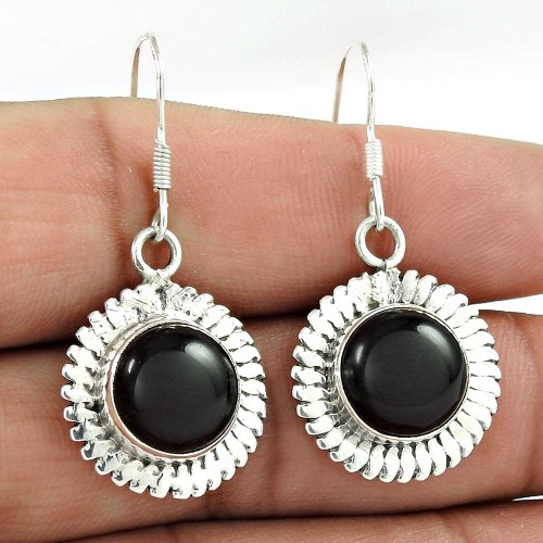 Simple ! 925 Sterling Silver Black Onyx Earrings Wholesaling