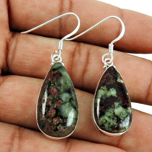 Big Delicate!! 925 Sterling Silver Eudialyte Earrings Exporter India