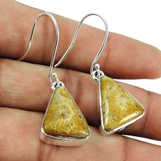 925 Sterling Silver Jewellery Classic Fossil Coral Designer Earrings