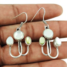 925 Sterling Silver Fashion Jewellery Ethnic Mother Of Pearl Gemstone Earrings