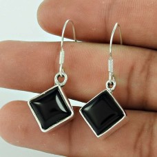 925 Sterling Silver Jewelry Traditional Black Onyx Gemstone Handmade Earrings
