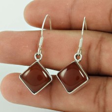 925 Silver Jewelry Traditional Red Onyx Gemstone Sterling Silver Fashion Earrings