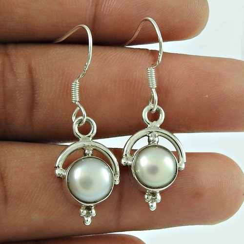 Lovely PearlIndian Sterling Silver Dangle Earrings Jewellery