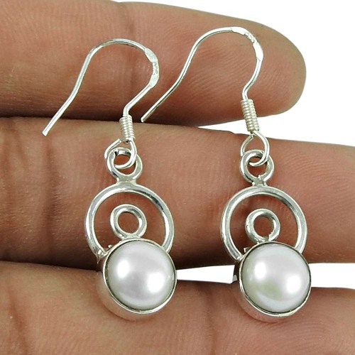 Lovely 925 Sterling Silver Pearl Earrings Fine Silver Jewellery