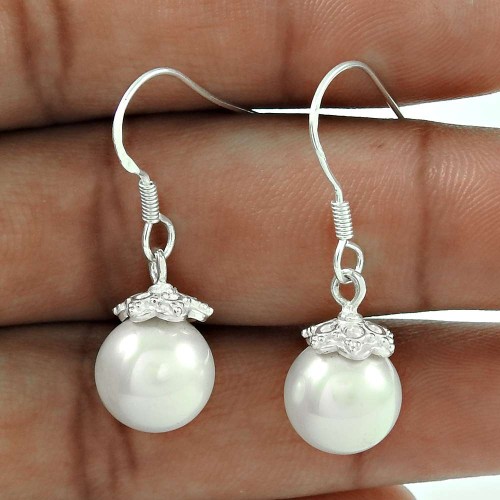 Lovely 925 Sterling Silver Pearl Earrings