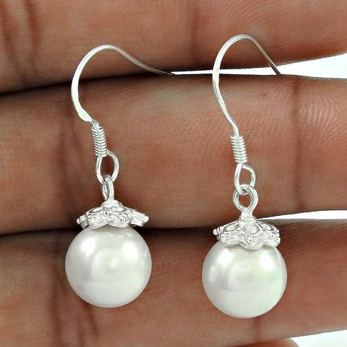 Graceful 925 Sterling Silver Pearl Earrings