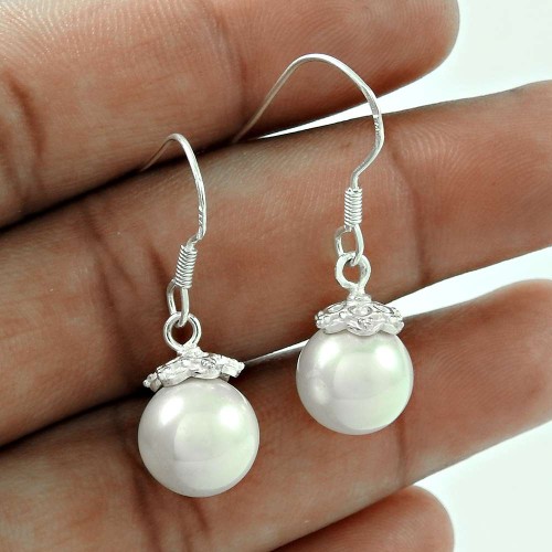 Stunning 925 Sterling Silver Pearl Earrings