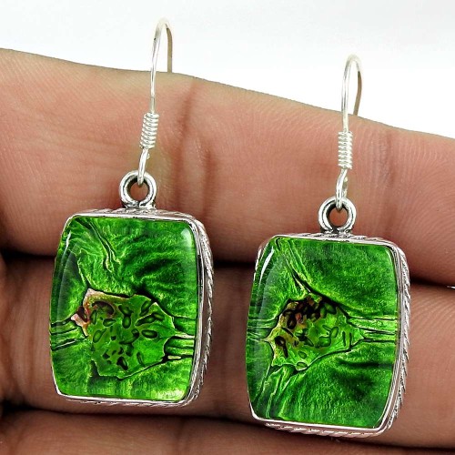 Big Amazing ! 925 Sterling Silver Dico Glass Earrings
