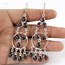 Made in India ! Garnet Gemstone Sterling Silver Earrings Jewelry Supplier