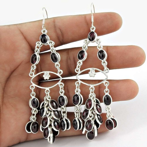925 gemstone silver jewelry Charming Garnet Gemstone Earrings Manufacturer