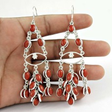 925 Silver Jewelry Ethnic Coral Gemstone Earrings