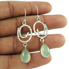 Good-Looking Chalcedony Gemstone 925 Sterling Silver Antique Dangle Earrings Jewellery