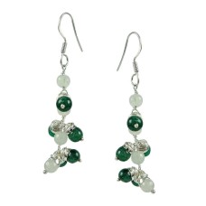 Amusable Green Aventurine, Rose Quartz Gemstone Sterling Silver Earrings 925 Sterling Silver Jewellery